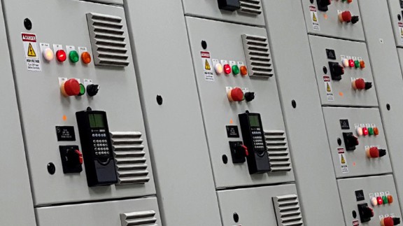 row of control panels