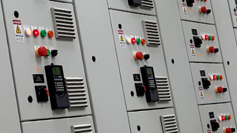 row of control panels